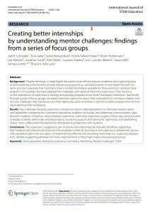 Screenshot of the first page of the article entitled Creating better internships by understanding mentor challenges: findings from a series of focus groups